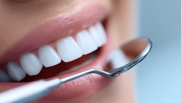 A dentist performing a detailed oral examination, emphasizing hygiene, gum health, and tooth inspection for preventive dental care.