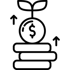 business, line, icon, profit, growth, money, symbol, finance, outline, arrow, increase, income, sign, stroke