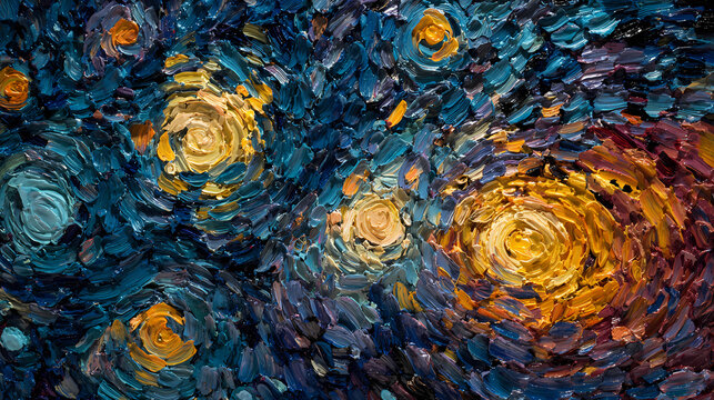 background for poetic narrative | infinite longing | lonely peace | vermilion and indigo | ground-to-sky lead | starry skies | radiating halos | layered strokes | night sky contemplation |