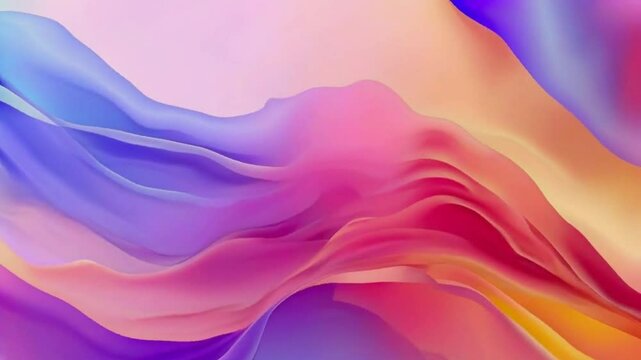 Abstract image featuring flowing, colorful waves of pink, purple, orange, and blue hues creating a soft, dynamic composition.