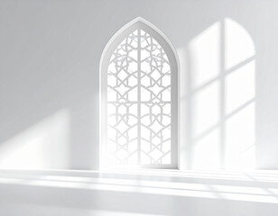 mosque window with white background and soft shadows