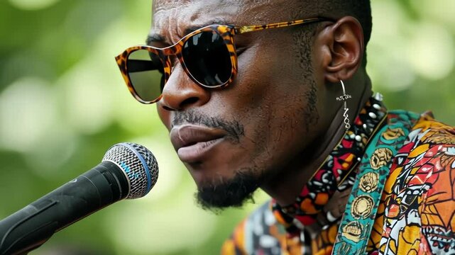 A reggae musician is preparing his performance