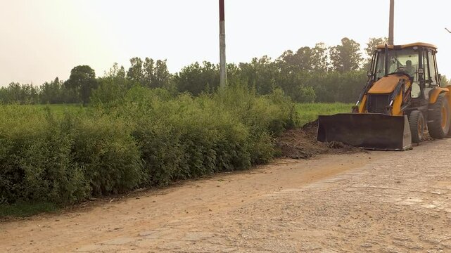 Rural Road Construction with JCB Machine