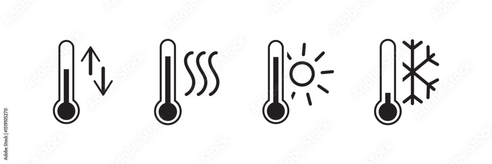 Poster thermometer icon set. thermometer icon. hot, cold temperature vector. warm, freeze weather. weather 