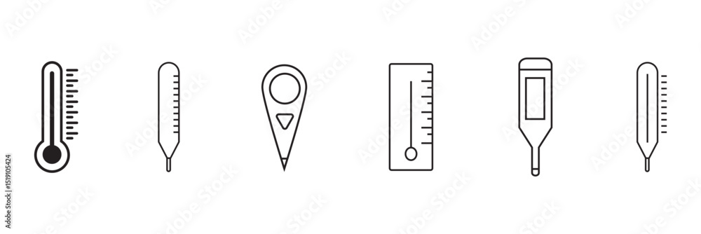 Poster thermometer temperature icon collection on white background. thermometer icon set. measure temperatu