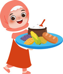 Kids with healthy food