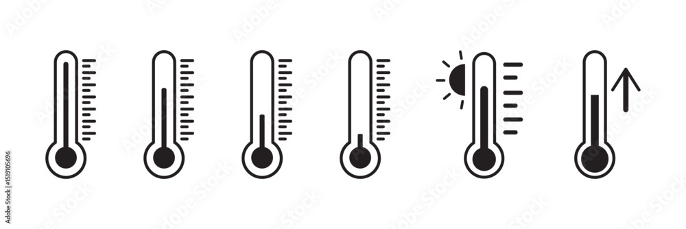 Aufkleber thermometer icon symbol set. thermometer icon set. weather icons. temperature symbol. cold and hot i