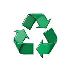 Obraz premium Green Recycle Symbol with Glossy Texture on Transparent Background