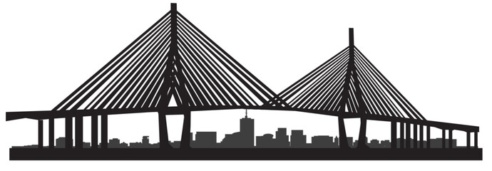 bridge over the river cityscape silhouette 