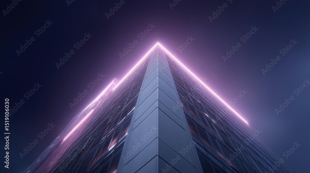 Poster close-up of a modern skyscraper with a triangular shape. the building appears to be made of glass an