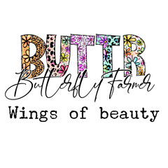 Butterfly Farmer Wings of Beauty Design - Colorful Floral and Leopard Print Graphic Tee