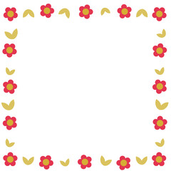 Floral Frame with Pink Flowers and Yellow Leaves