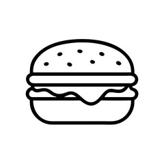 Burger Icon Vector Outline Illustration of Fast Food Sandwich