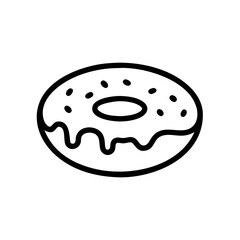 Donut Line Icon Dessert Outline with Frosting and Sprinkles