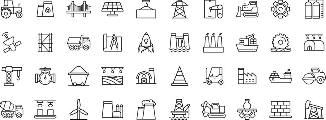 Industry Icon Set, Industrial Tools Icons, Manufacturing Icons, Factory and Industry Icons, line icon