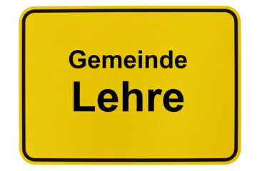 Illustration eines Ortsschildes der Gemeinde Lehre in Niedersachsen
