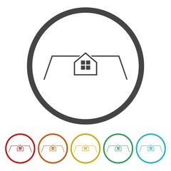 Roof icon. Set icons in color circle buttons