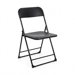 A black folding chair, isolated on a white