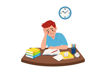 Overwhelmed Student Struggling with Studies, Feeling Stressed and Anxious - Time Management and Academic Pressure