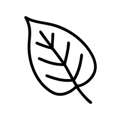 Simple Leaf Outline Icon – Black Line Drawing Isolated on White Background