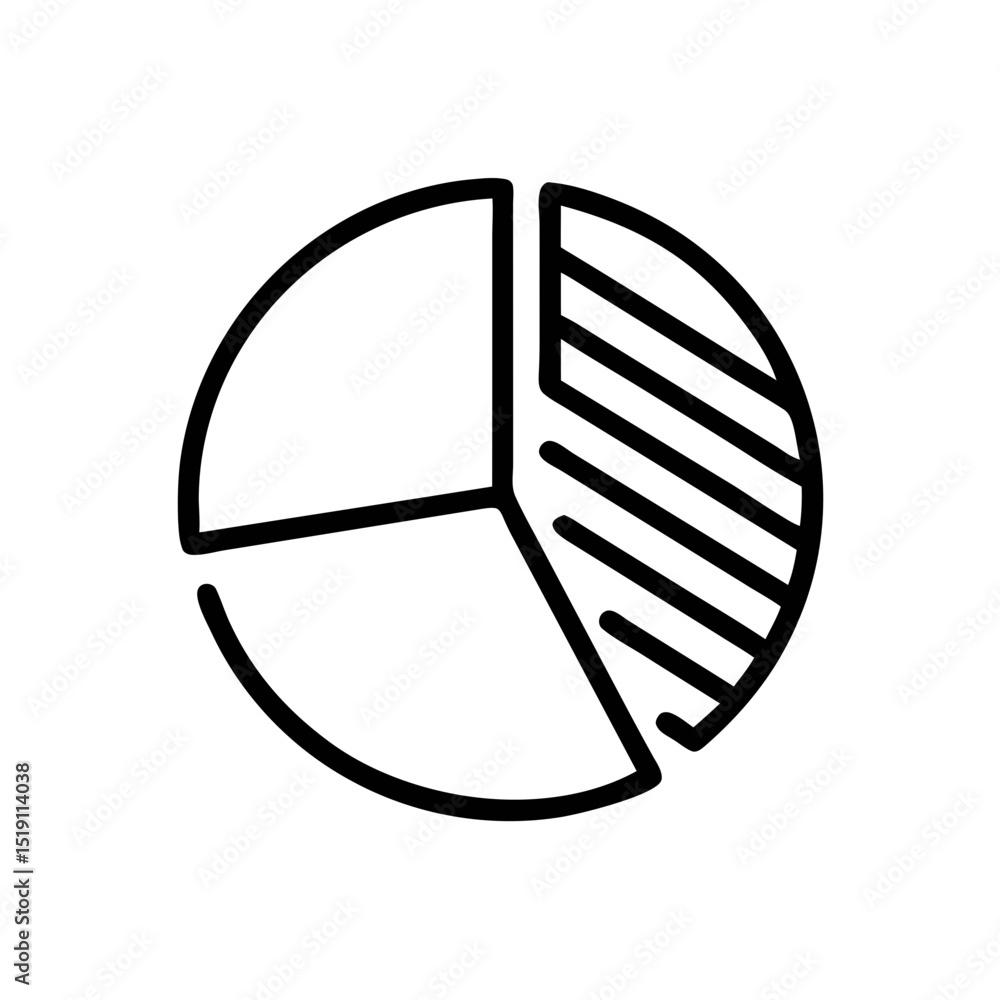 Poster pie chart icon – outline circular data graph for infographics and statistics