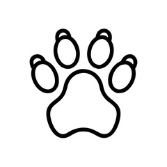 Animal Paw Print Icon in Simple Line Art Style Isolated on White
