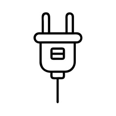 Electric Plug Icon – Outline Power Connector Symbol for Energy and Device Design
