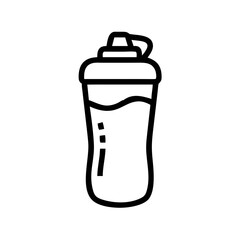 Water Bottle Line Icon – Sports Drink Container Outline Illustration