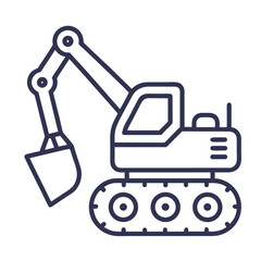 Naklejka premium Kids toy excavator icon for children's construction toy websites, educational play blogs, toy store catalogs, motor skills development platforms and gift guides