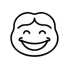 Smiling Woman Face Icon in Minimalist Line Art Style for Wellness and Happiness Themes