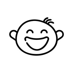 Happy Baby Face Icon in Minimalist Line Art Style for Childcare and Parenting Designs