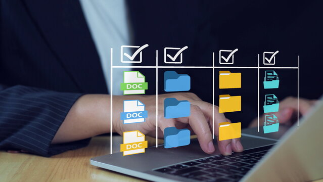 Project management and performance tracking systems. Businessman using laptop computer to manage and prioritize tasks.Task management and prioritization systems.