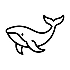 Whale Line Icon – Ocean Animal Outline Vector Illustration