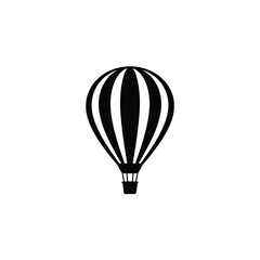 Obraz premium Silhouette of a Striped Hot Air Balloon Ascending with a Basket Icon Design