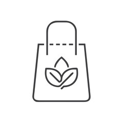 Reusable shopping bag with leaf icon for eco-friendly websites, sustainable lifestyle blogs, zero waste campaigns, plastic reduction initiatives and environmental awareness materials