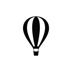 Fototapeta premium Striking Silhouette of a Hot Air Balloon with Bold Stripes, Black and White Art