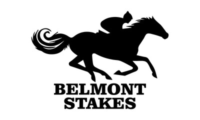 Belmont stakes horse racing icon, belmont stakes horse racing vector illustration and belmont stakes horse racing logo design with white background