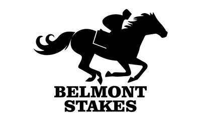 Belmont stakes horse racing icon, belmont stakes horse racing vector illustration and belmont stakes horse racing logo design with white background