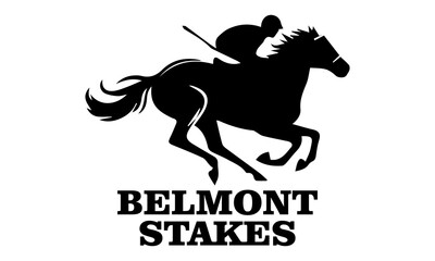 Belmont stakes horse racing icon, belmont stakes horse racing vector illustration and belmont stakes horse racing logo design with white background
