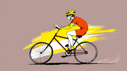 Naklejka premium Caricature sketch of spindling cyclist