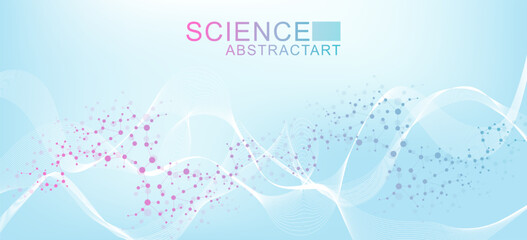Structure molecule and communication Dna, atom, neurons. Science concept for your design. Connected lines with dots. Medical, technology, chemistry, science background. Vector illustration.