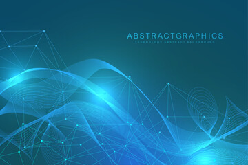 Structure molecule and communication. Dna, atom, neurons. Scientific concept for your design. Connected lines with dots. Medical, technology, chemistry, science background. Vector illustration.