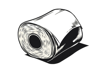 Rolled-up black material with textured white lines