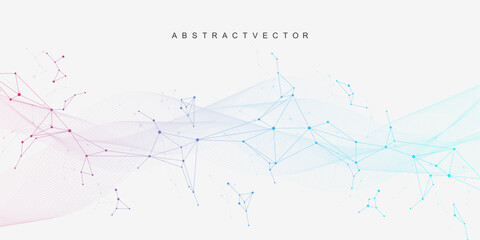 Molecular structure DNA, atom, neurons. Science concept for your design. Connected lines with dots. Medical, technology, chemistry, science background. illustration