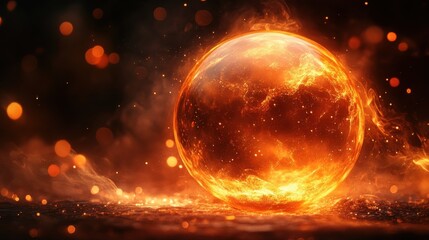 Obraz premium Glowing energy sphere radiating warmth and vibrant colors in a mystical setting that evokes feelings of wonder and fascination
