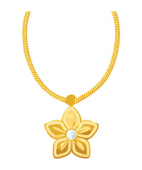Gold Cord Necklace with Lotus Flower Pendant