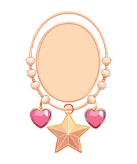 Cute Pink Frame and Golden Star Charms