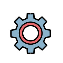 Gear or settings icon in flat style, representing configuration, system preferences, and mechanical tools