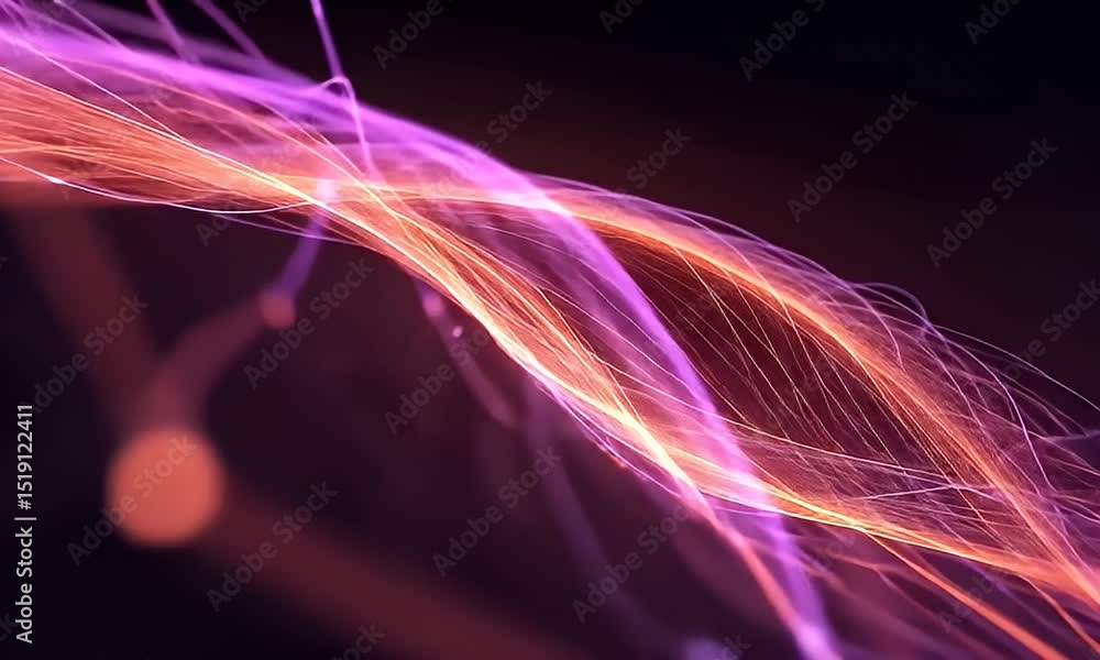 Poster abstract flowing glowing lines in purple and pink colors creates an visual art with dynamic lighting