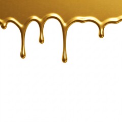 Golden paint dripping down a white